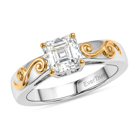 EVER TRUE Moissanit Ring Nickelfreies Messing, Bicolor (Größe 17.00) ca. 1,16 ct