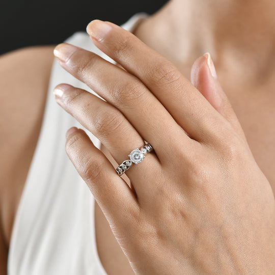 EVER TRUE 120 Facetten Moissanit Ring Nickelfreies Messing (Größe 20.00) ca. 1,24 ct