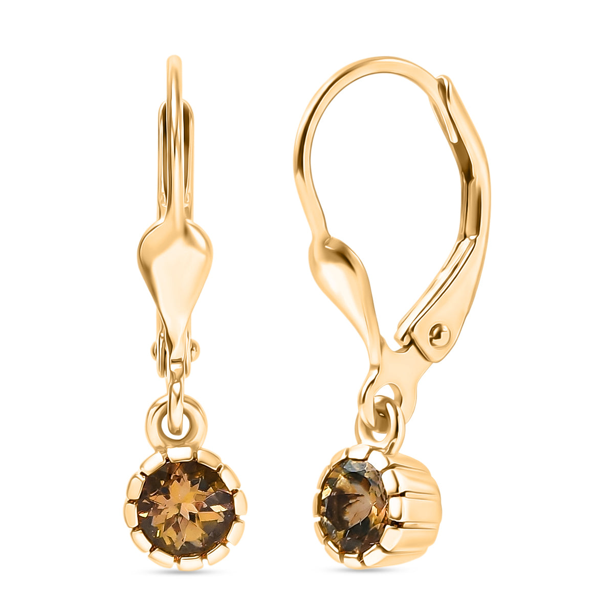 D'Joy AA Natürlicher goldener Tansanit Ohrringe 925 Silber 750 Gelbgold Vermeil ca. 0.56 ct