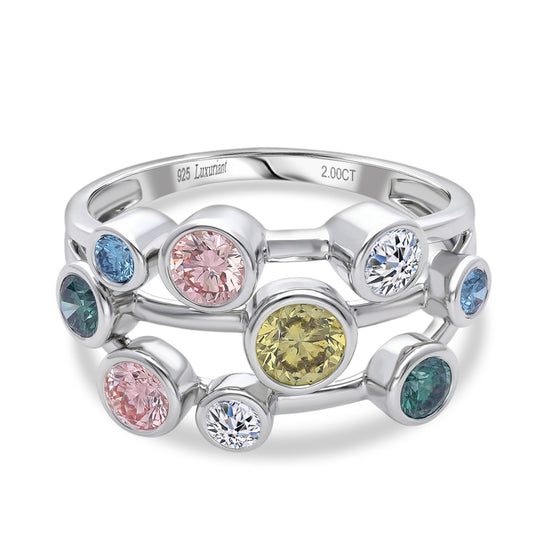 LUXURIANT DIAMOND - Lab Grown Gelb Diamant SI-GH, Lab Grown Rosa Diamant Ring 925 Silber Rhodiniert (Größe 17.00) ca. 1.98 ct