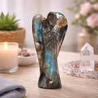LIVMORE - Handgeschnitzte Schutzengel Figur Labradorit ca. 7,62 cm