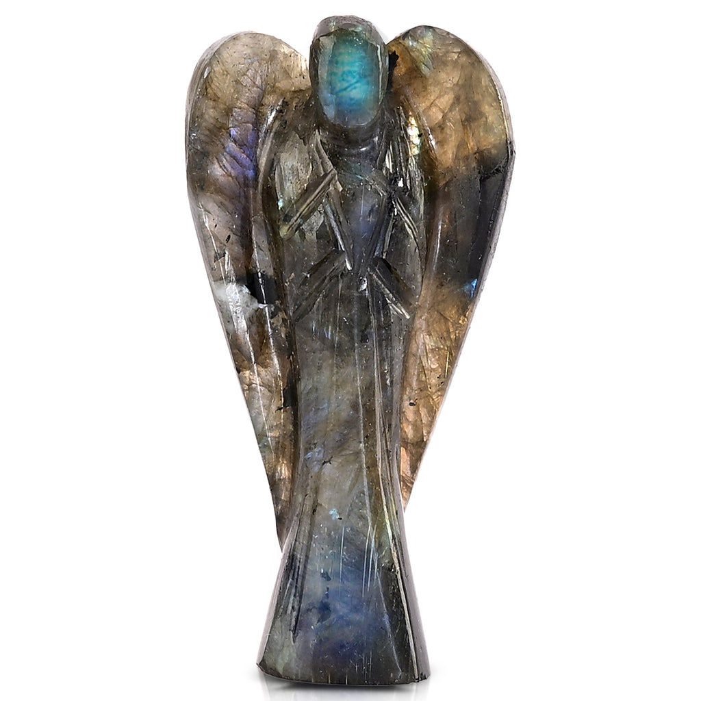 LIVMORE - Handgeschnitzte Schutzengel Figur Labradorit ca. 7,62 cm