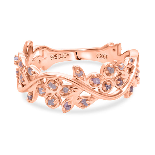 D'Joy Natürlicher Rosa Diamant Ring 925 Silber 750 Roségold vermeil (Größe 20.50) ca. 0.20 ct