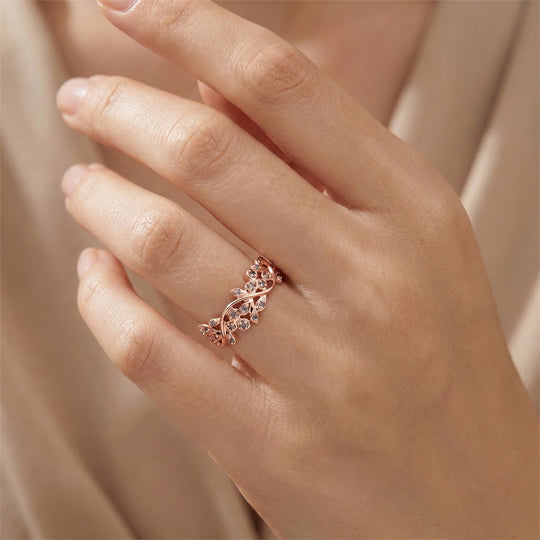 D'Joy Natürlicher Rosa Diamant Ring 925 Silber 750 Roségold vermeil (Größe 20.50) ca. 0.20 ct