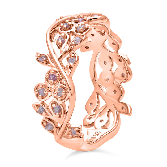D'Joy Natürlicher Rosa Diamant Ring 925 Silber 750 Roségold vermeil (Größe 20.50) ca. 0.20 ct