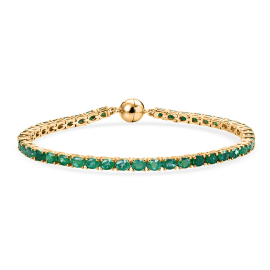 D'Joy AA Socoto Smaragd Armband ca. 18 cm 925 Silber 750 Gelbgold Vermeil ca. 5,80 ct.