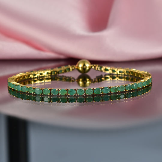 D'Joy AA Socoto Smaragd Armband ca. 18 cm 925 Silber 750 Gelbgold Vermeil ca. 5,80 ct.