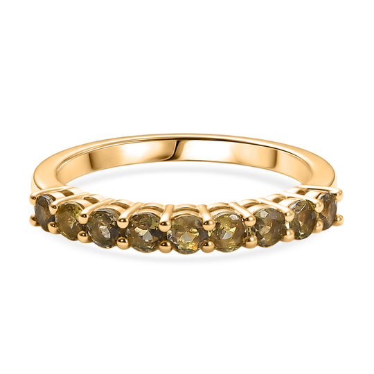 D'Joy AA Natürlicher goldener Tansanit Ring 925 Silber 750 Vergoldet (Größe 19.00) ca. 0.50 ct