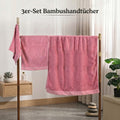 LIVMORE 3er-Handtuchset aus Bambus und Baumwolle, Rosa