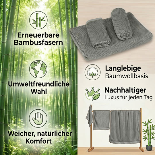 Set of 3 bamboo towel Material:Loop:100% bamboo Base fabric:100% cotton