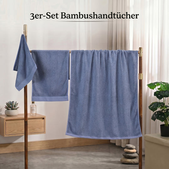 Set of 3 bamboo towel Material:Loop:100% bamboo Base fabric:100% cotton