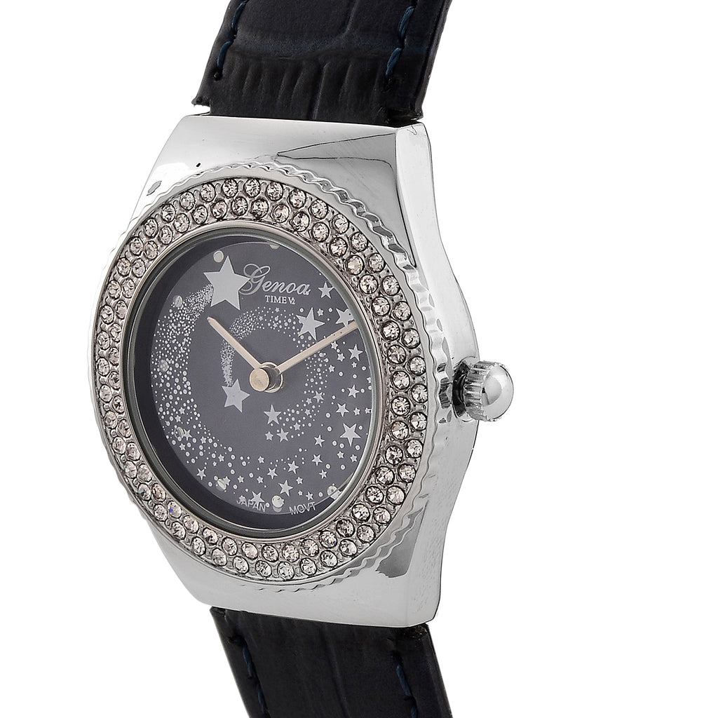 GENOA - J Francis gefertigt mit SWAROVSKI Weißer Swarovski Kristall Uhren 23 cm Reine Legierung