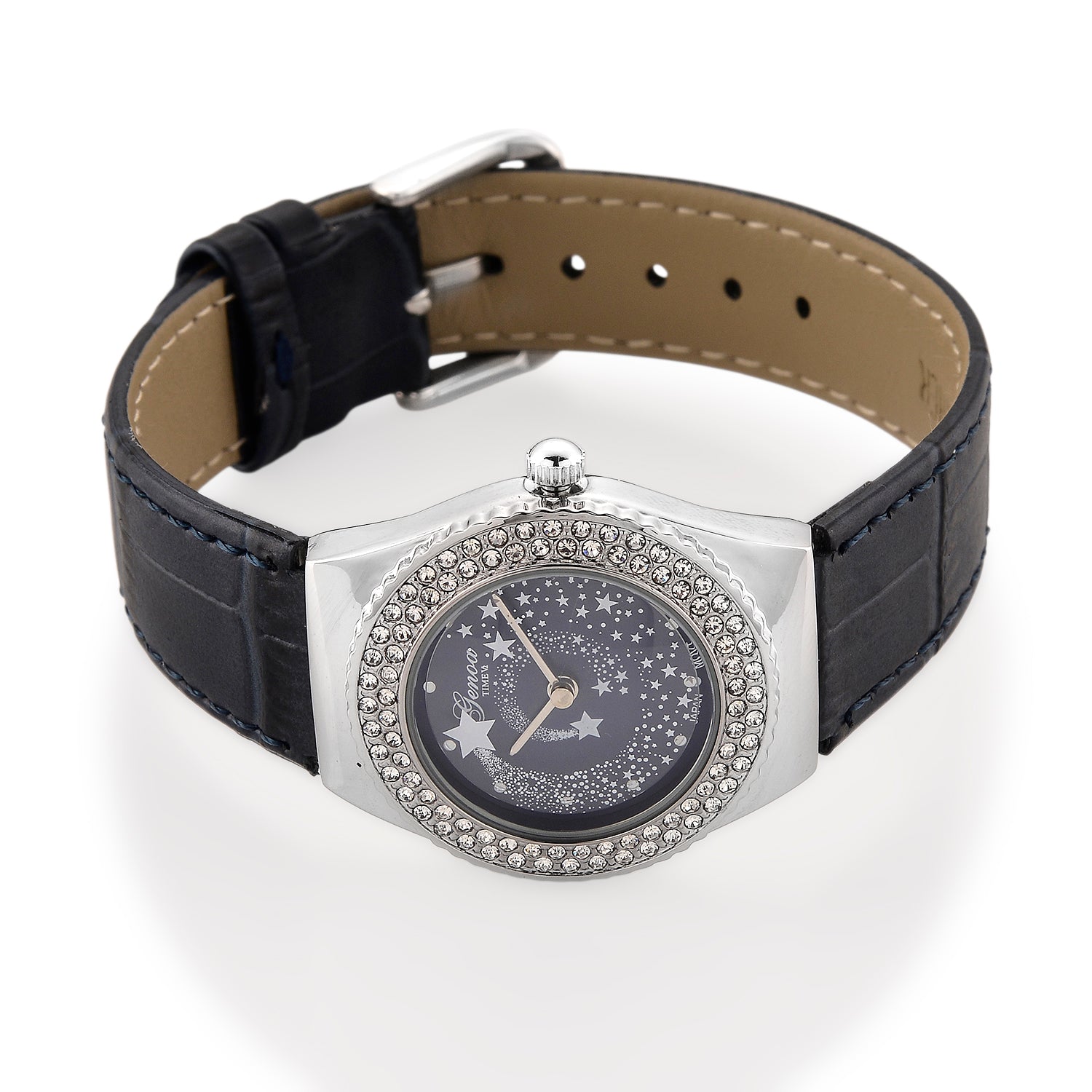 GENOA - J Francis gefertigt mit SWAROVSKI Weißer Swarovski Kristall Uhren 23 cm Reine Legierung