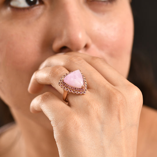 EVER TRUE Kunzit, Orissa Rose Granat Ring Nickelfreies Messing Roségoldfarben (Größe 20.00) ca. 11.78 ct