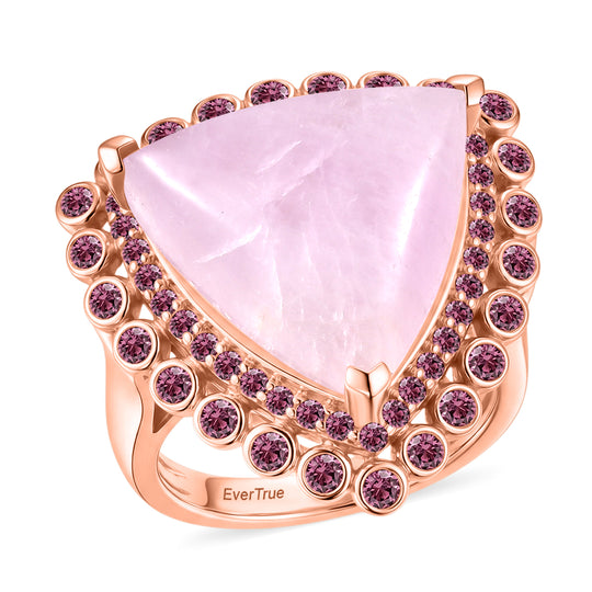 EVER TRUE Kunzit, Orissa Rose Granat Ring Nickelfreies Messing Roségoldfarben (Größe 20.00) ca. 11.78 ct