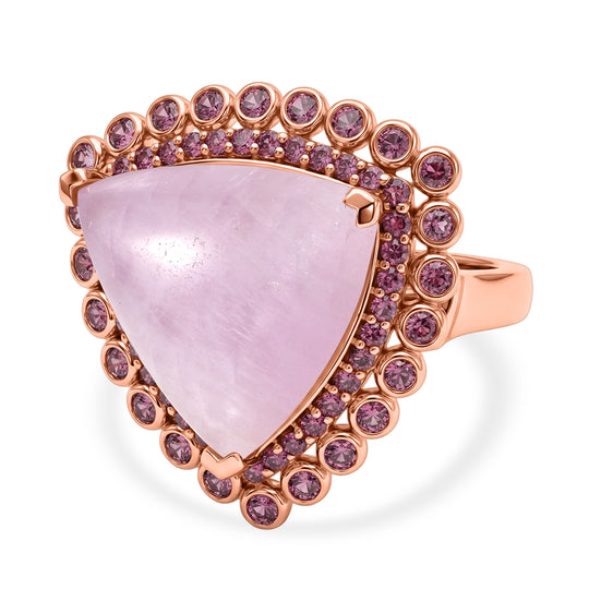 EVER TRUE Kunzit, Orissa Rose Granat Ring Nickelfreies Messing Roségoldfarben (Größe 20.00) ca. 11.78 ct