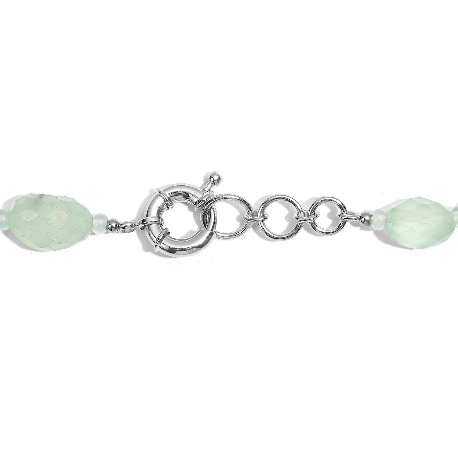 EVER TRUE Grün gefärbter Chalzedon Halskette ca. 45 cm Nickelfreies Messing Platiniert ca. 485.00 ct