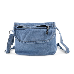 Crossbody-Tasche in Denim-Optik mit verstellbarem Schulterriemen, 2 Reißverschlussfächern, 24x20x8,5cm, Dunkelblau