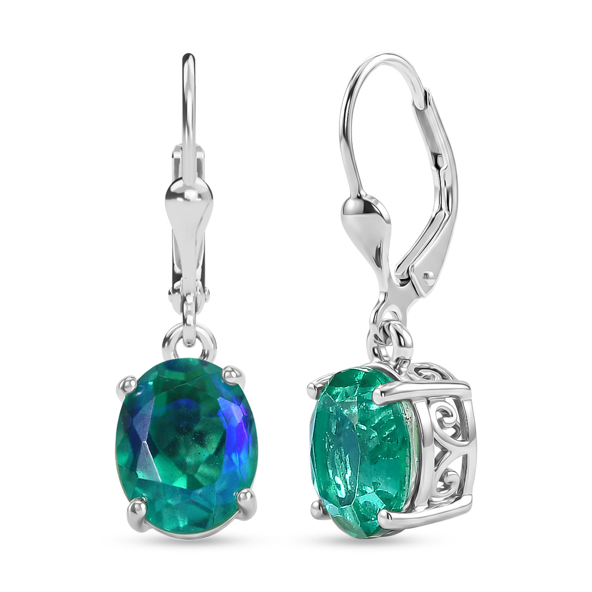 D'Joy Pfau Quarz Triplette Ohrringe 925 Silber Rhodiniert ca. 5,75 ct.