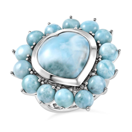 D'Joy Larimar Ring 925 Silber rhodiniert (Größe 21.00) ca. 22,58 ct