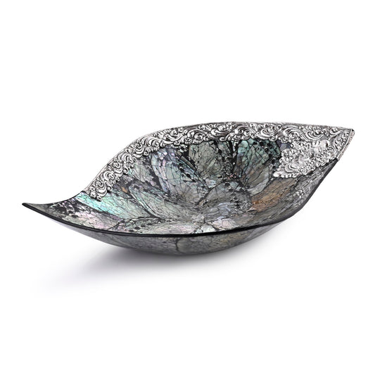 Royal Bali - Abalone Muschel Blattförmige Dekoschale, 925 Silber