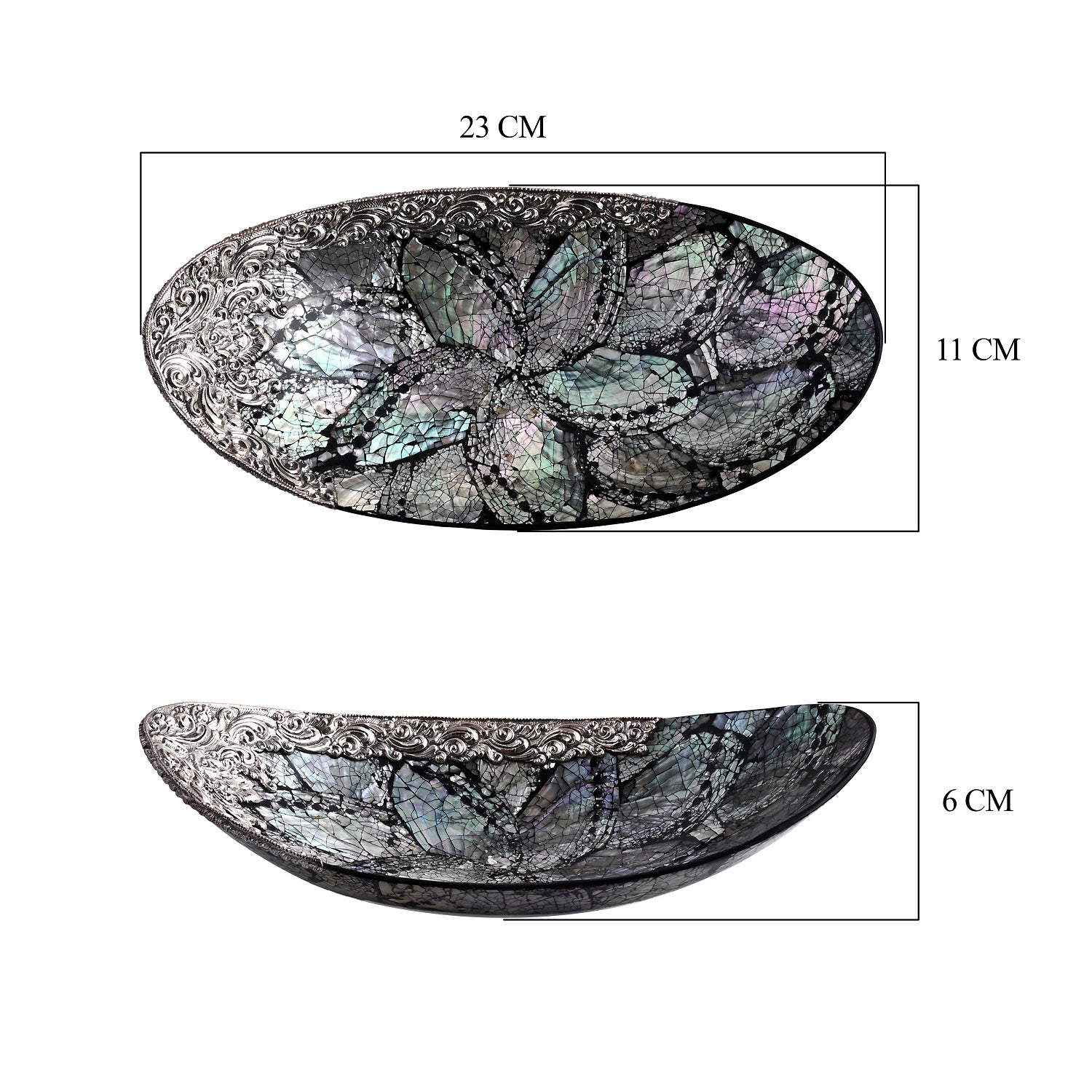Royal Bali - Abalone Muschel Ovale Dekoschale, 925 Silber