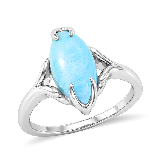 D'Joy AAA Larimar Ring 925 Silber Rhodiniert (Größe 19.00) ca. 3,00 ct