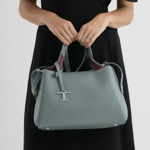 Henkeltasche aus Echtleder mit Schulterriemen, Reißverschlussfach und 4 Innenfächern, 36x17x26cm, Schwarz