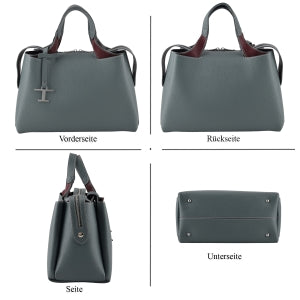 Henkeltasche aus Echtleder mit Schulterriemen, Reißverschlussfach und 4 Innenfächern, 36x17x26cm, Schwarz