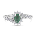 D'Joy Socoto Smaragd, Weißer Zirkon Ring 925 Silber Rhodiniert (Größe 19.00) ca. 1,05 ct