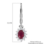 D'Joy Afrikanischer Rubin (Fissure gefüllt), Weißer Zirkon Ohrringe 925 Silber rhodiniert ca. 1.96 ct
