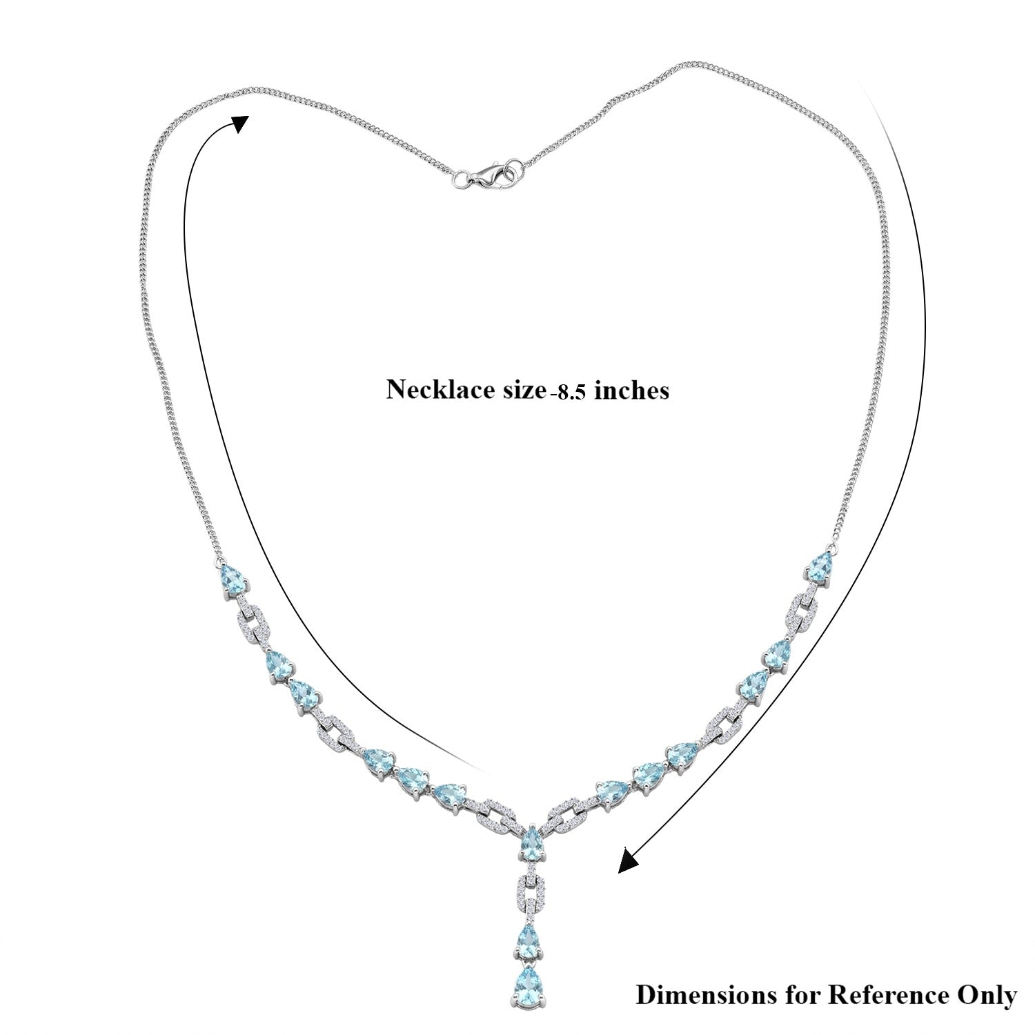 D'Joy Blauer Zirkon Halskette ca. 45 cm 925 Silber rhodiniert ca. 10,54 ct.