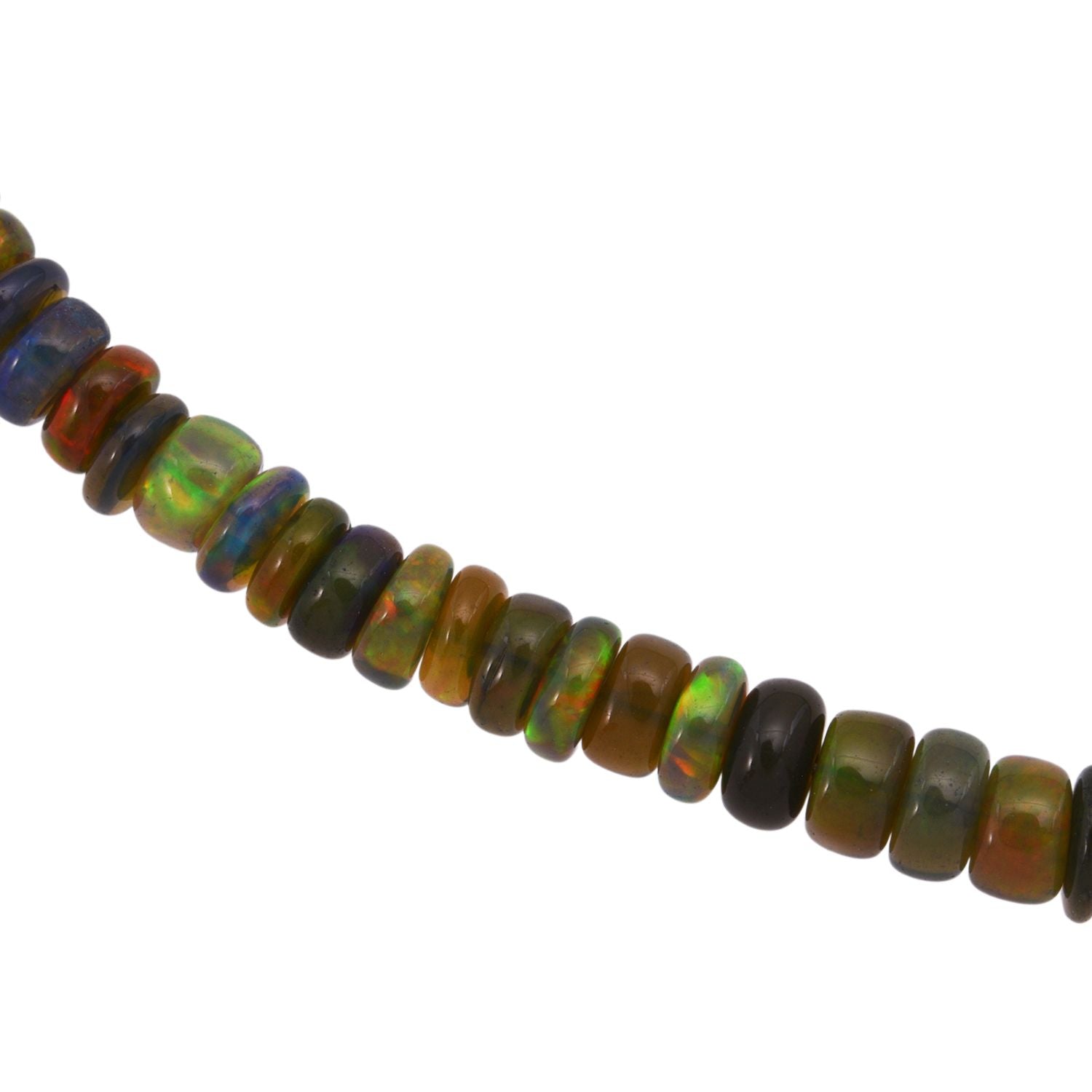 Schwarzer Opal Halskette ca. 45 cm 925 Silber rhodiniert ca. 45,00 ct.