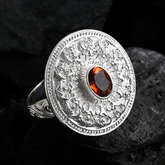 D'Joy Royal Bali AA Hessonit Granat Ring 925 Silber (Größe 19.00) ca. 1.50 ct