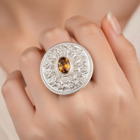 D'Joy Royal Bali AA Hessonit Granat Ring 925 Silber (Größe 19.00) ca. 1.50 ct