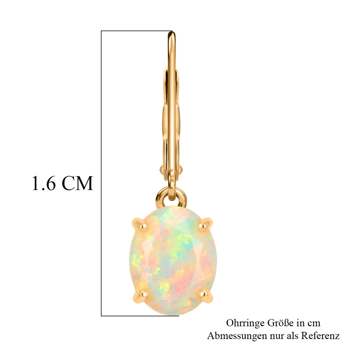 D'Joy AA Natürlicher, äthiopischer Welo Opal Ohrringe 925 Silber 750 Gelbgold Vermeil ca. 3.03 ct