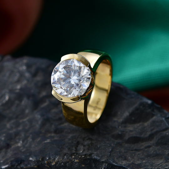 D'Joy Moissanit Ring 925 Silber 750 Gelbgold vermeil (Größe 19.00) ca. 4,50 ct
