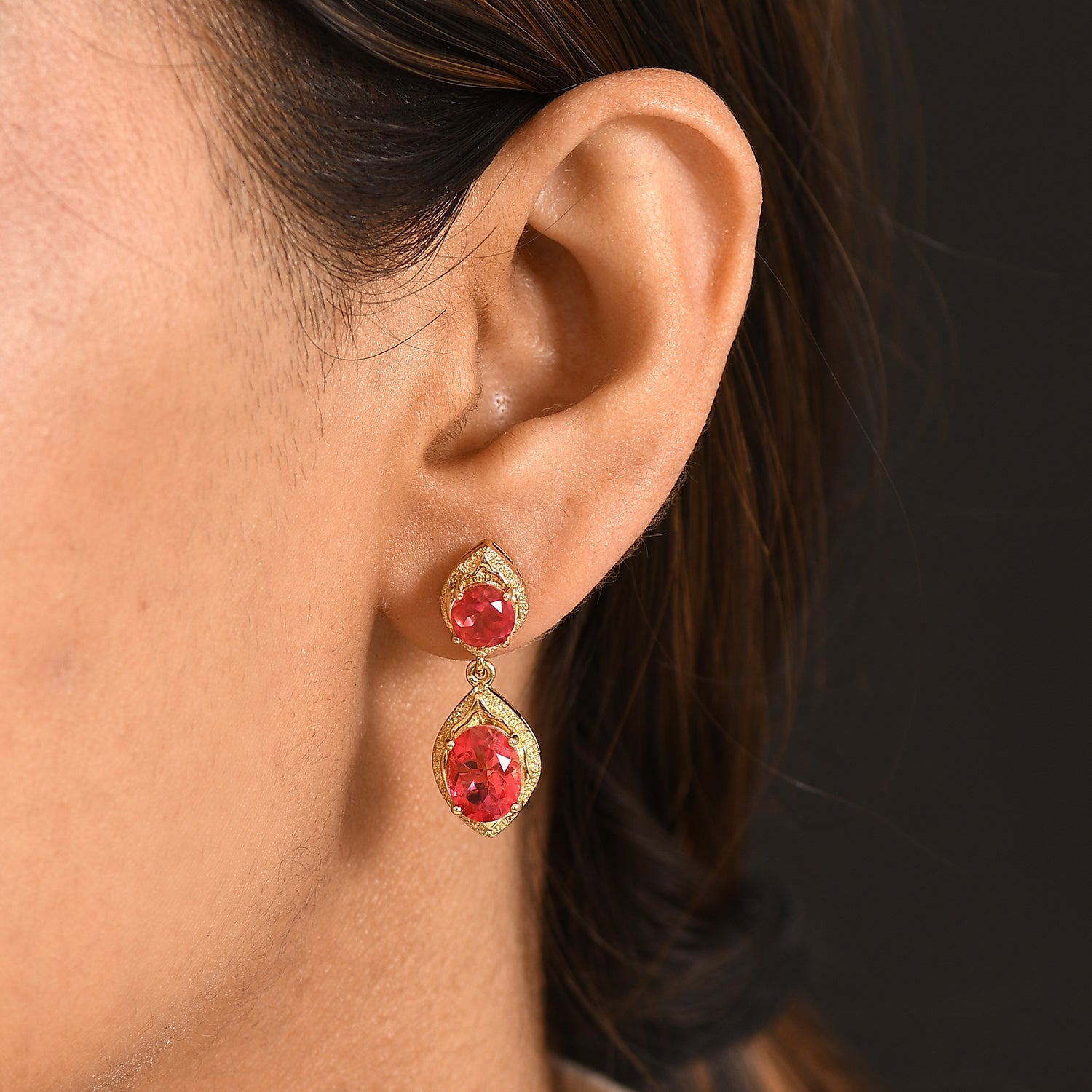 EVER TRUE Sunset Quarz Triplette Ohrringe Nickelfreies Messing ca. 6,22 ct.
