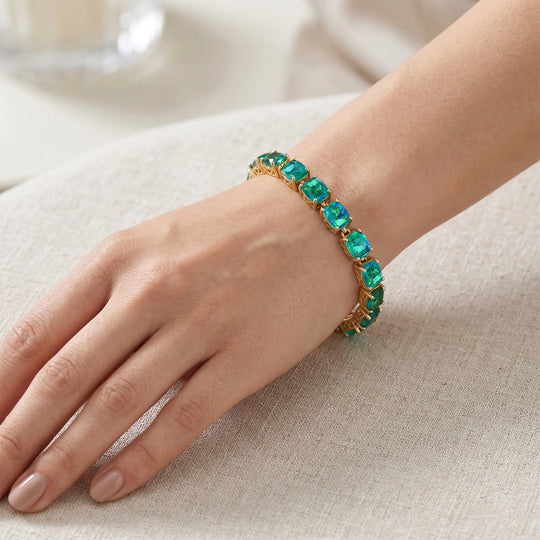 D'Joy Pfau Quarz Triplette Armband ca. 19 cm 925 Silber 750 Gelbgold Vermeil ca. 26,95 ct.