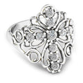 Zirkonia Ring Nickelfreies Messing, Silberfarben, (Größe 18.00)