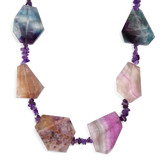 EVER TRUE Mehrfarbiger Fluorit Halskette ca. 45 cm Nickelfreies Messing ca. 275.00 ct