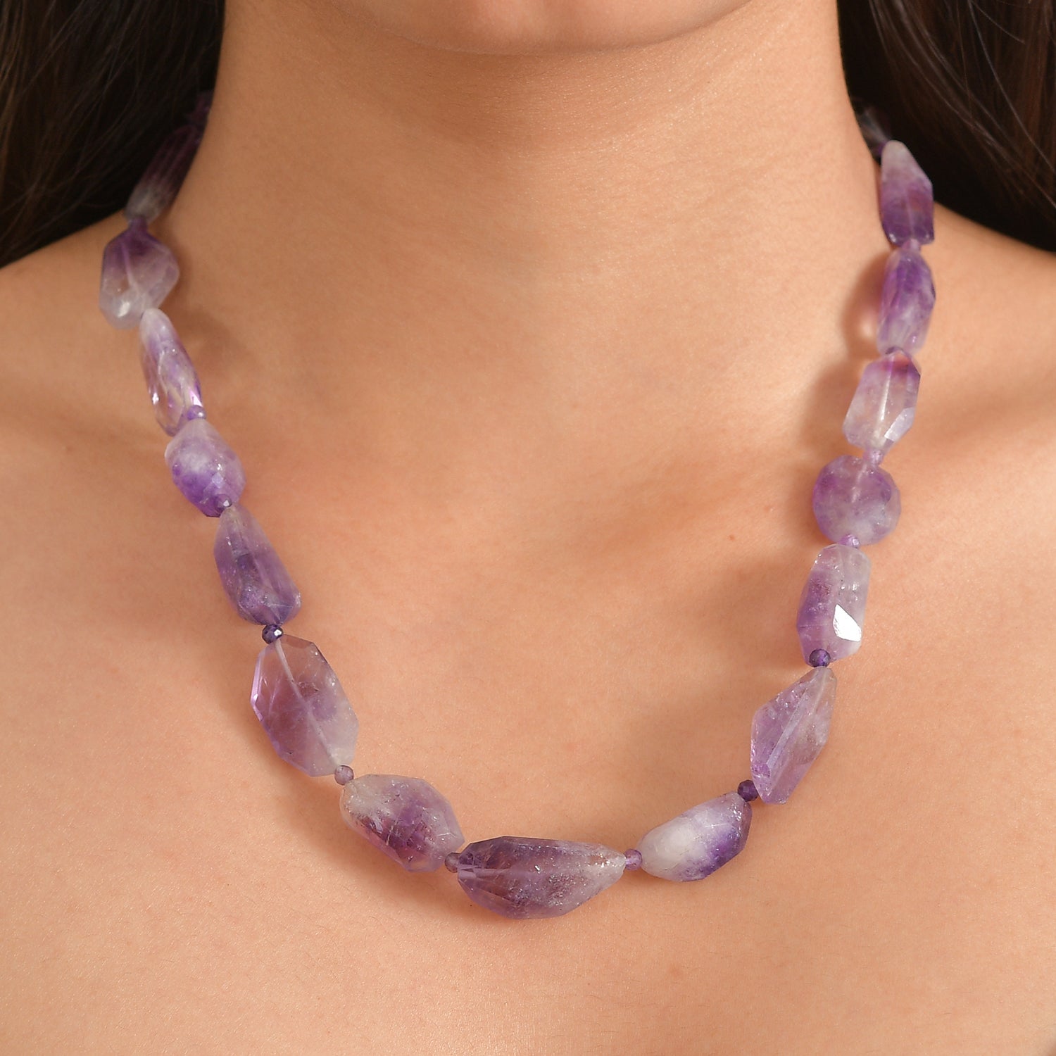 EVER TRUE Amethyst Halskette ca. 45 cm Nickelfreies Messing ca. 320,00 ct.
