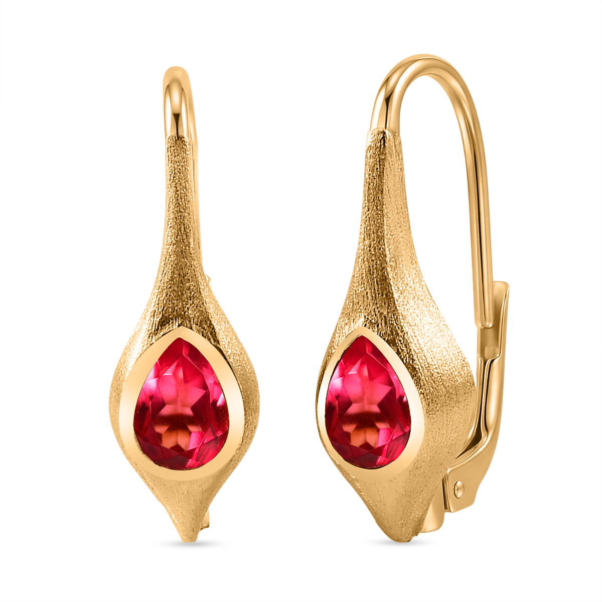 D'Joy Sunset Quarz Triplette Ohrringe 925 Silber 750 Gelb Vergoldet ca. 1,85 ct.