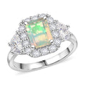 D'Joy AA Natürlicher, äthiopischer Welo Opal, Moissanit Ring 925 Silber Rhodiniert (Größe 17.00)   (10-16 Werktage Lieferzeit) ca. 2,16 ct