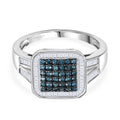D'Joy Blauer Diamant, Weißer Diamant Ring 925 Silber rhodiniert (Größe 17.00) ca. 1,00 ct