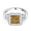 D'Joy Gelber Diamant, Weißer Diamant Ring 925 Silber rhodiniert (Größe 17.00) ca. 1.00 ct