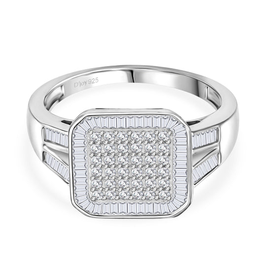 D'Joy Weißer Diamant Ring 925 Silber rhodiniert (Größe 20.00) ca. 1.00 ct