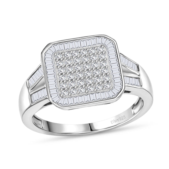 D'Joy Weißer Diamant Ring 925 Silber rhodiniert (Größe 20.00) ca. 1.00 ct