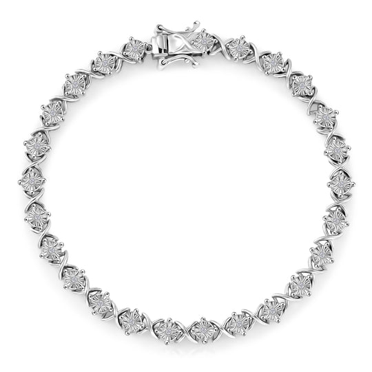 D'Joy Weißer Diamant Armband ca. 19 cm 925 Silber Rhodiniert ca. 0,25 ct.