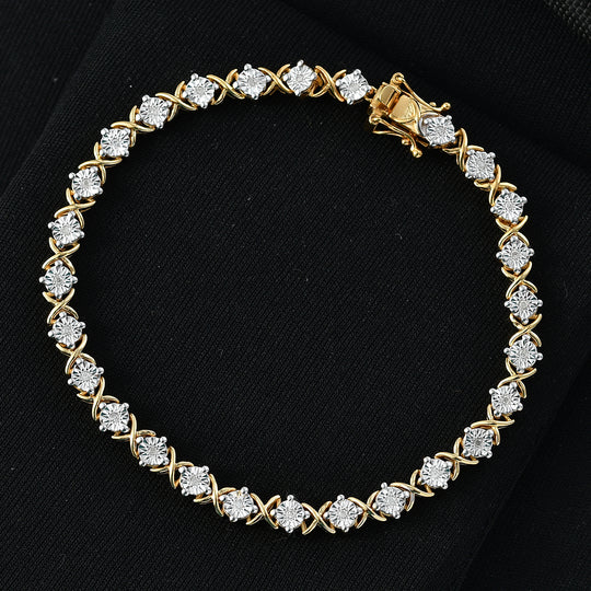 D'Joy Weißer Diamant Armband ca. 19 cm 925 Silber Rhodiniert ca. 0,25 ct.